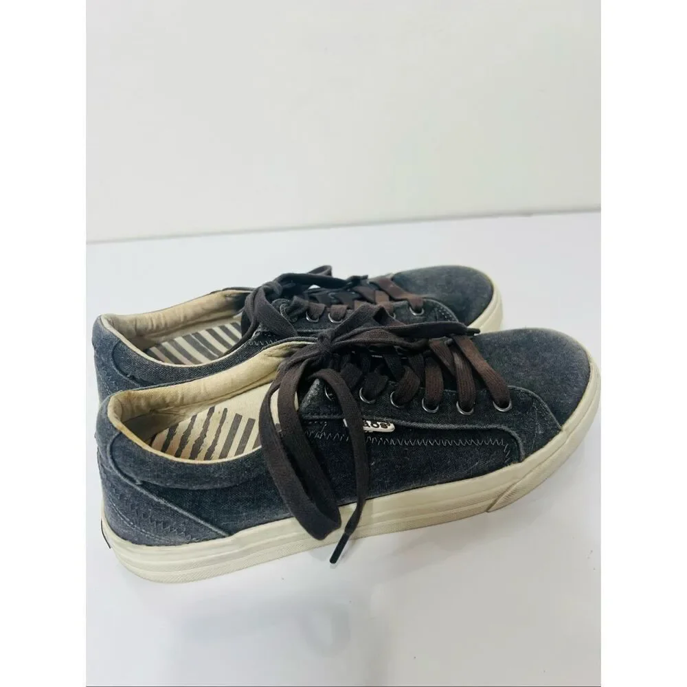 Taos Plim Soul Sneakers Black Gray Canvas Denim Sz 9